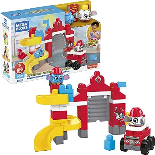 Image of Mega Bloks, Peek A Blocks Fire Station GYH11, Building Toys for Toddlers (51 Pieces)