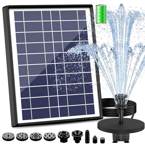 Image of AISITIN 6.5W Solar Fountain with Battery Backup, Upgraded Solar Pond Pump, Solar Floating Fountain Water Feature with 10 Fountain Styles for Garden, Bird Bath, Pond and Fish Container