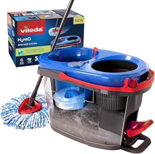 Image of Vileda H2PrO Spin Mop System - Separates Clean and Dirty Water - Effortless Wringing - Microfibre Cleaning - Easy Assembly - Ergonomic Design - Formerly Known as Vileda RinseClean