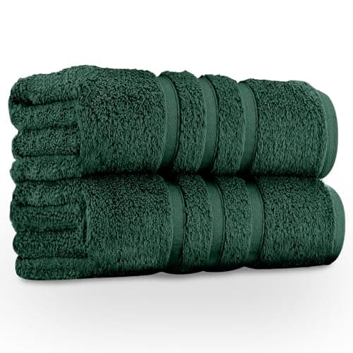 Image of GC GAVENO CAVAILIA Zero Twist Bath Towel Set of 2, 550 GSM Bath Towels, Egyptian Cotton Towel Bale, Quick Dry Hotel Quality 2Pk Bath Towels Large For Bathroom, Spa & Guest Gym Towels Set, Dark Green