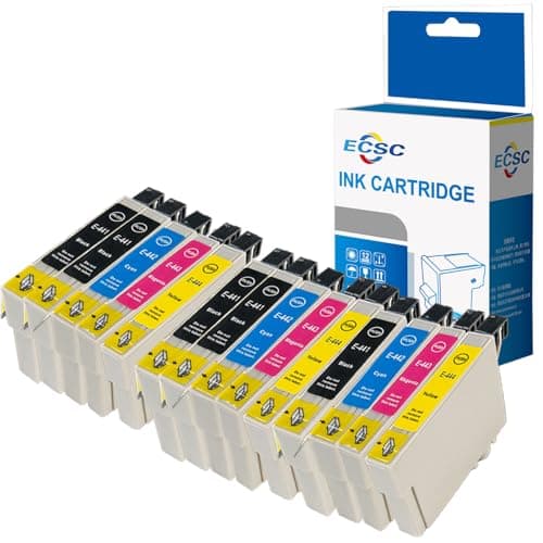 Image of ECSC Compatible Ink Cartridge For Printer, Compatible With Epson Stylus C64 Photo Edition C66 C68 C84 C84 C84N C84WN C86 C86 Photo Edition CX3600 CX3650 CX4600 CX6400 CX6600(B,C,M,Y,14-Pack)