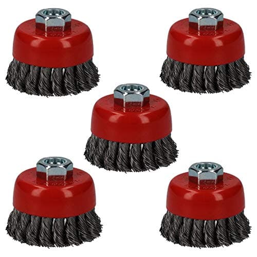 Image of 5pc Professional 80mm Wire Twist Knot Cup Brush for 4-1/2" M14 Angle Grinders