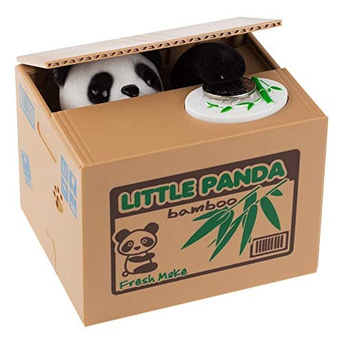 Image of Powerking Stealing Coin Money Box, Panda Piggy Bank Stealing Money Coin and Saving Coins Penny Box Bank Toy Birthday For Kids and Children