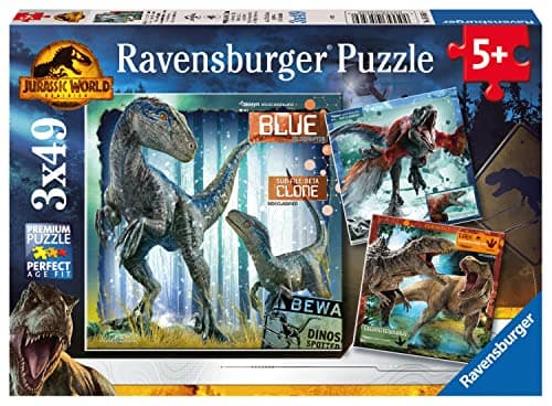 Image of Ravensburger Jurassic World Dominion 3x 49 Pieces Jigsaw Puzzles for Kids Age 5 Years Up