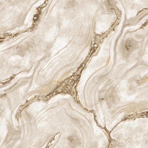 Image of Vasari Palmetto Agate Marble Brown Gold Wallpaper - Modern Contemporary Metallic - Luxury Heavyweight Textured Vinyl