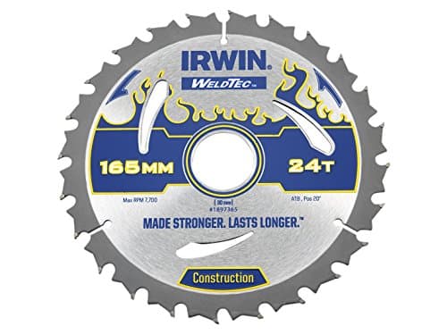 Image of IRWIN IRW1897365 165 x 30mm 24-Teeth Weldtec Circular Saw Blade with ATB Tooth Grind