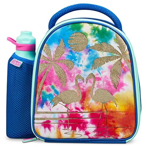 Image of Polar Gear Insulated Combo Lunch Bag & Bottle with Side Mesh Pocket, Handle & Drinks Bottle - 600D Polyester Reusable Food & Drink Thermal Cool Bag for School Nursery Snacks Picnic, Flamingo