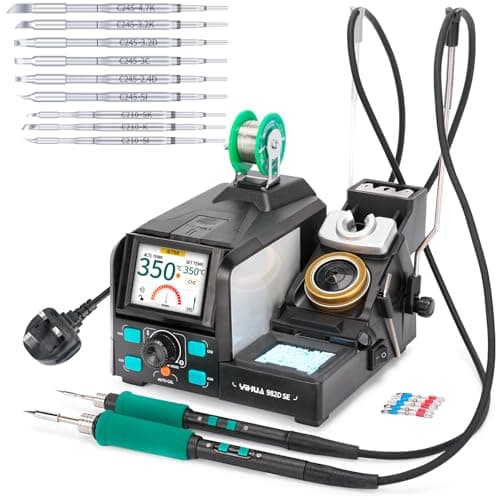 Image of YIHUA 982D SE 200W Micro Soldering Station with Precision Soldering Iron Station with 11 Soldering Tips, Lead-Free Solder, Auto Temperature Calibration Function(UK Plug)
