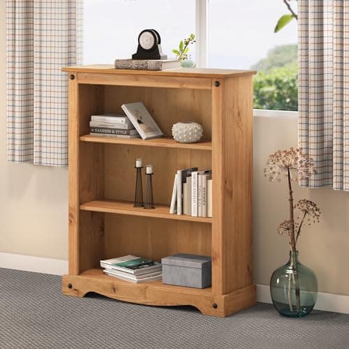 Image of Corona Furniture Corona Small Bookcase Solid Wood Pine Wooden Shelves Shelving Display Office Bedroom Living Room Kitchen Mexican Style 100cm High 82cm Wide 29cm Deep