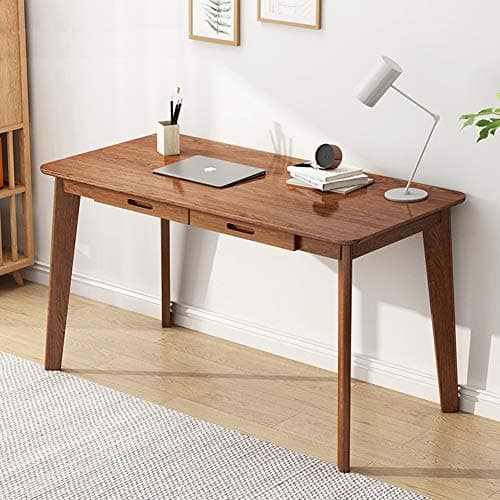 Image of IOTXY Wooden Small Desk with Drawers - Home Office Computer Desk, Walnut, 80 cm