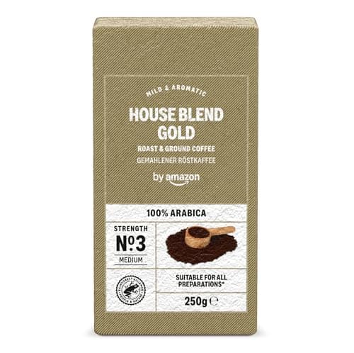 Image of by Amazon House Blend Gold Roast And Ground Coffee 100% Arabica Strength 3 Medium, 250g