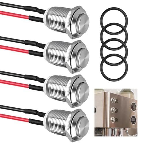 Image of Stainless Steel Push Button Switch, 12mm Prewired Momentary Push Button, Waterproof IP65, Rustproof Latching Design, Easy Installation for Car Horn, Doorbell, Auto-Start, High Head, 4pcs