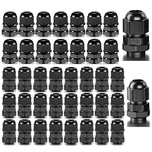 Image of Gebildet 30pcs PG7 + 20pcs PG9 Cable Gland, Plastic IP68 Waterproof Adjustable 3-8mm Cable Gland Joint with Gaskets, M12 M16 Wire Connector, Wire Protector (Black)