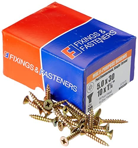Image of ForgeFix Multi-Purpose Single Thread Screws | 5.0 x 30mm | Zinc Yellow Passivated | Box 200