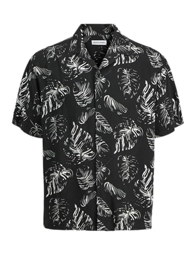 Image of JACK & JONES Jjrox AOP Resort Shirt SS, Black, L