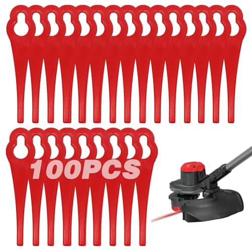 Image of 100 Pcs Plastic Grass Trimmer Blades, Cordless Strimmer Blades 85 mm Lawn Mower Cutting Blades Garden Mower Replacement Blades for Einhell Grass Strimmer-Red