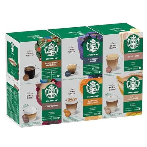 Image of STARBUCKS Mixed Coffee Cup Variety Pack by NESCAFÉ Dolce Gusto, White and Black Coffee, Coffee Capsules 6 x 12 (72 Capsules) - Amazon Exclusive