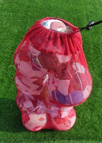 Image of Heavy-Duty Mesh Ball Carry Bag – Large Capacity Sports Ball Storage Net for Footballs, Basketballs, Volleyballs – Drawstring Closure & Shoulder Strap – Ideal for Coaches, Gyms & Teams