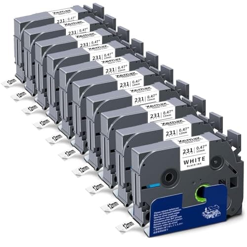 Image of 10x XemaX Compatible for Brother Label Printer Tape 12mm TZe-231 P-Touch Label Tape Cassette for Brother P-Touch Labeller PT-E110 H100R H110 H101C H108 E100 H100LB H105, Black on White