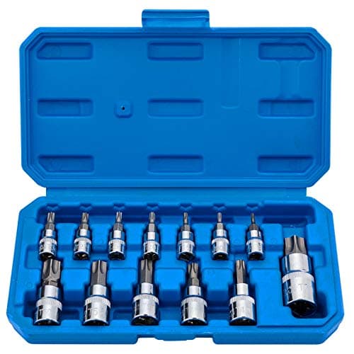 Image of Torx Bit Socket Set 13pcs 3/8" Dr. T8 - T70 E Star Premium S2 Alloy Steel Cr-V Steel Star Socket Torx Bits Metric 1/4, 3/8 and 1/2-Inch Drive