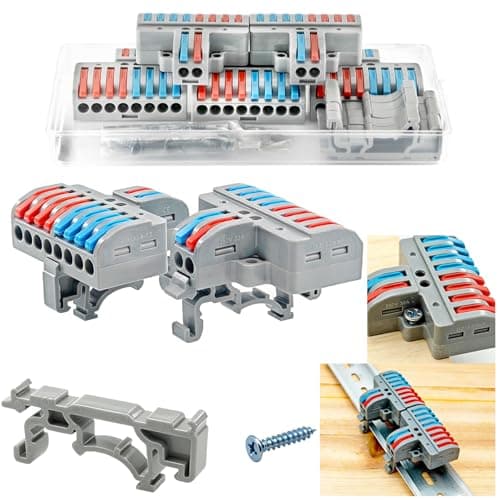 Image of CTRICALVER Electrical Cable Clamp Terminal Block 14AWG 2.5mm², 5Pcs 2to8 Quickwire Splicing Connector - Rail & Screw Mount Compatible