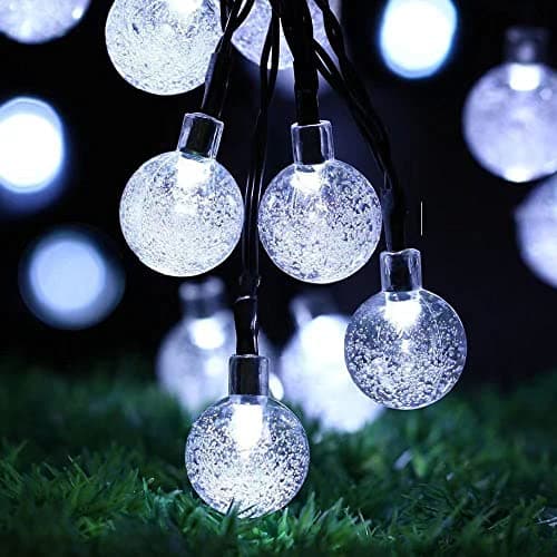 Image of SuperGift.com 60 LED 20Ft/6M Solar String Lights, Solar Powered Waterproof Garden Lights Crystal Ball Decorative Lights Indoor Outdoor for Garden, Patio, Yard, Christmas Tree (White)
