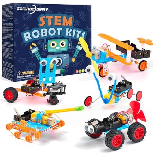 Image of SCIENCE DIARY STEM Toys for Kids - Robot Building Kit, Engineering Experiments Crafts Set with Motor and Tools, Learning Toys Activities for Researching, Christmas Birthday Gifts for Boys and Girls