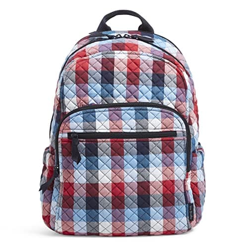 Image of Vera Bradley Women's Cotton Campus Backpack Bookbag, Patriotic Plaid - Recycled Cotton, One Size UK