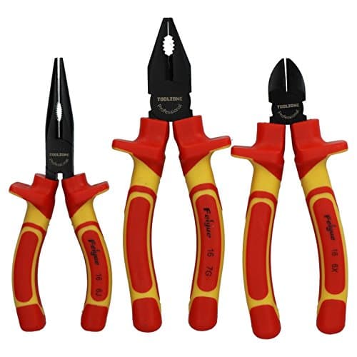 Image of 3Pc Professional Electrician VDE Pliers Set Insulated Grip Wire Cutters