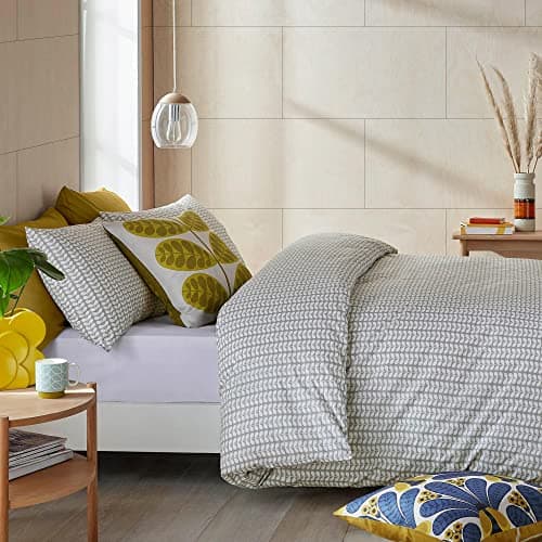 Image of Ashley Wilde Orla Kiely Tiny Stem Light Cool Grey 100% Cotton Bedding (Double Duvet Cover 200cm x 200cm)