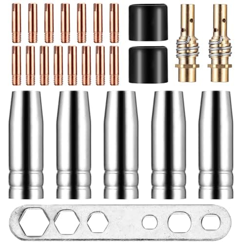 Image of Tenbrachian 25 Pcs M6 MIG Welding Tips 0.8mm, Welding Torch Contact Tips, MIG Fit MAG MB15 15AK Welder Consumable Accessory, Fit 15AK MB15 MIG MAG Welding Torch Conical Nozzle Cup Gas Nozzles