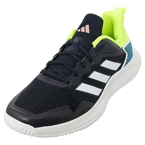 Image of adidas men's Defiant Speed Tennis Shoe, Core Black/White/Lucid Lemon, 10
