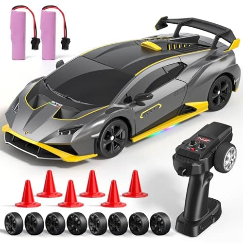Image of Lamborghini RC Drift Car, 1:24 Mini 4WD Remote Control Drift Cars with Full Proportional Throttle and LED Light, 25 KM/H Toy Car with Speed Adjustment, Toys Gifts for 6 7 8 9 10 11 12 Year Old Boy