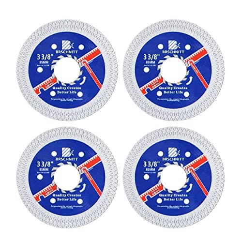 Image of Super Thin Diamond Porcelain Cutting Disc with X Teeth,BRSCHNITT 4pcs 85mm x Arbor 22.23mm-20mm-16mm Diamond Cutting Disc for Dry/Wet Cutting Porcelain Tile Ceramic Marble Granite
