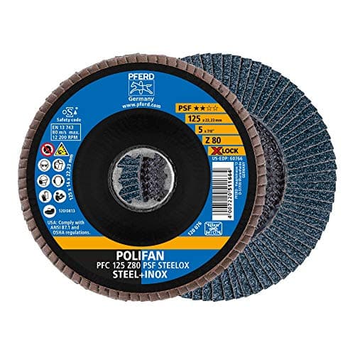 Image of PFERD Polifan Serrated Washer, Pack of 10, 125 mm, Z80, X-Lock (22.23 mm), PSF Steelox, 67668126 – for high Economy Thanks to Aggressive Machining with Good Service Life.