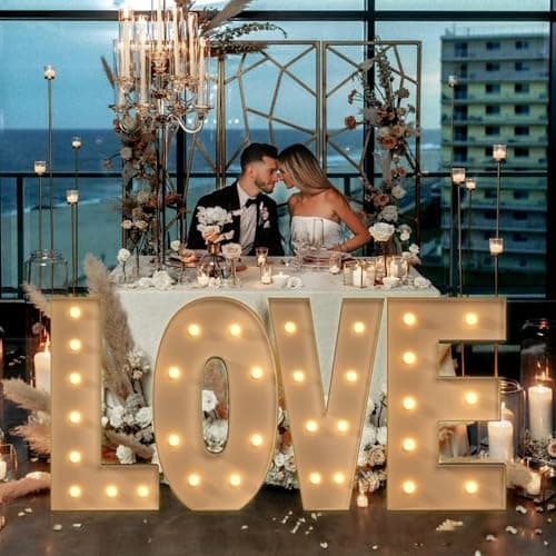 Image of LOVE Marquee Light Up Letter, Large LOVE Mosaic Light Sign, LOVE Light Up Pre-Cut Frame for Valentine's Day, Wedding, Birthday, Engagement Party, 120cm-4ft