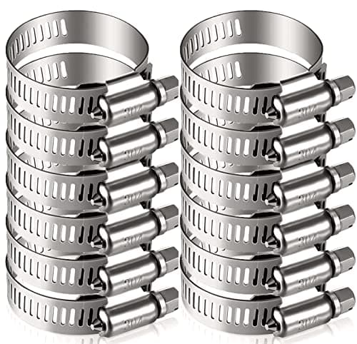Image of Litensh 35-57mm Stainless Steel Hose Clips, 12PCS Worm Gear Hose Pipe Clamp Adjustable Jubilee Clips, Duct Clamp Fuel Line Hose Clamps for Plumbing Automotive Pool Car Pond and Garden