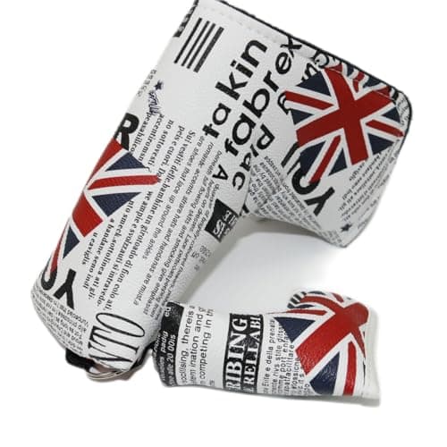 Image of Golf Blade Putter Cover Magnetic Closure and Newspaper Mixed UK Flag Creative Pattern Golf Club Putter Headcover