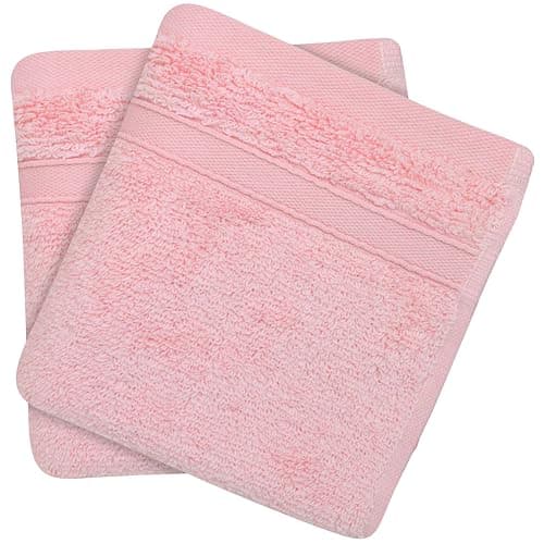 Image of Towelogy® Luxury Flannel Face Cloth | Ultra Soft 100% Cotton Face Towels | 33x33cm (Pink, 2 Pack)