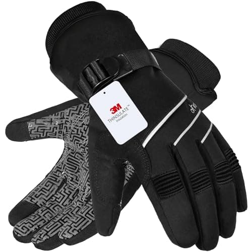 Image of MOREOK Waterproof & Windproof Winter Gloves for Men and Women,-30°F 3M Thinsulate Thermal Touch Screen Warm Gloves for Skiing,Cycling,Motorcycle,Running,Outdoor Sports Black-XL