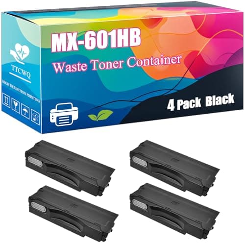 Image of MX-601HB Waste Toner Container Compatible with Sharp MX-2651 MX-3051S MX-3061 MX-3071 MX-3551 MX-3561 MX-3571 Printers, High-Yield Ideal for High-Volume Printing (4 Pack Black)