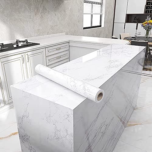 Image of Agoon Marble Sticky Back Plastic 30cm X 2m Granite White Grey Vinyl Wrap Self Adhesive Wallpaper Marble Contact Paper Furniture Sticker Wall Door Countertop Waterproof Removable Peel and Stick