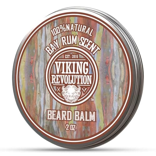 Image of Viking Revolution - Beard Balm - Natural Beard Balm For Men With Argan & Jojoba Oils- Styles, Strengthens & Softens - Beard Wax - Gifts For Men - Bay Rum - 57 g
