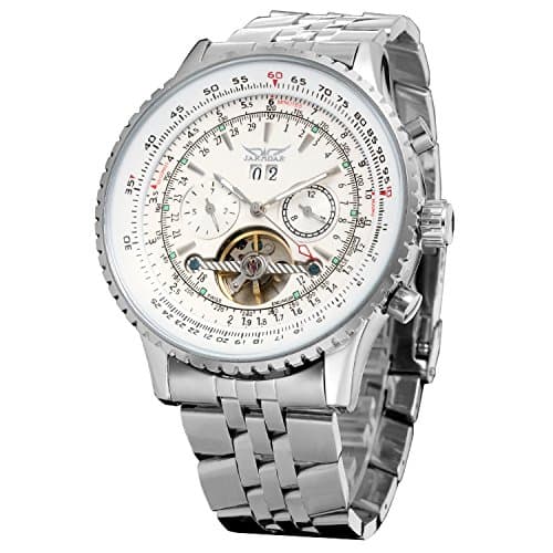 Image of FORSINING Men's Self Winding Waterproof Automatic Stainless Steel Skeleton Tourbillon Calendar Wrist Watch