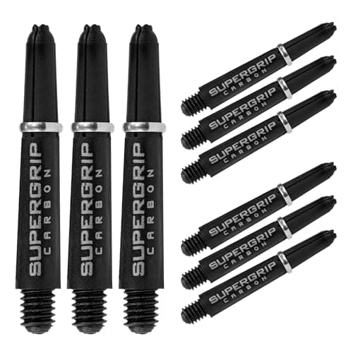 Image of Harrows Darts 3 x Sets of SuperGrip Carbon Dart Stems - 9 Dart Shafts in Total - Available in 3 sizes - Tough Carbon Composite - Short Silver
