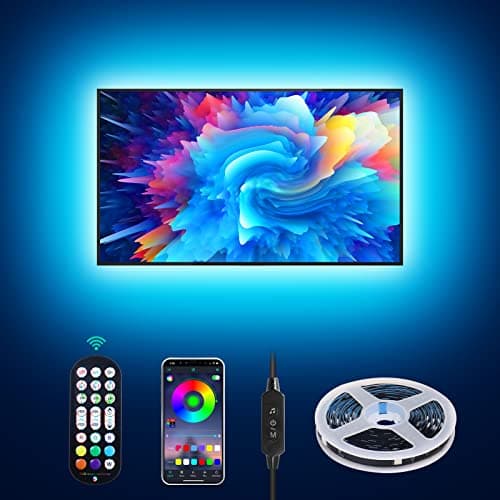 Image of Daymeet TV Led Lights, Led Lights for TV Backlight 4M USB Lights Strip for 55-75 inch Monitor Behind Lighting RGB Color Changing Strip Light with Remote Music Sync APP Control