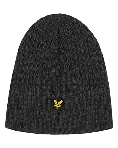 Image of Lyle & Scott Mens Knitted Ribbed Beanie Hat - Mid Grey Marl - One Size
