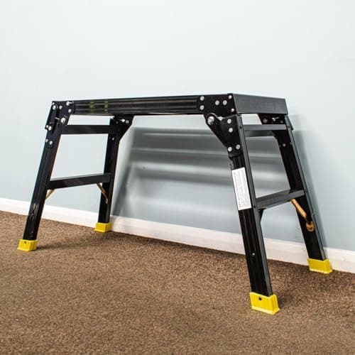 Image of Trade Master Pro® Aluminium Work Platform | 150kg Weight Rating | Folding Hop Up | 2 Step Up Ladder | Folding Bench Stool | Work Platform Foldable Design | Indoor/Outdoor Job