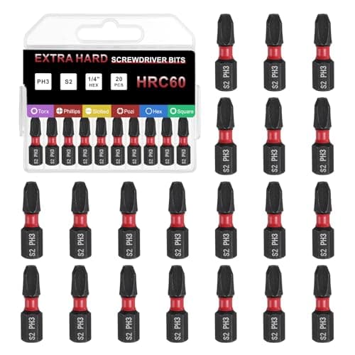 Image of sourcing map 20pcs PH3 Phillips Screwdriver Bit 1/4" Hex Shank 25mm/1" Length Magnetic Cross Head Hex Bits S2 Steel Screw Driver Bit for Impact Electric Screw Driver Power Tools