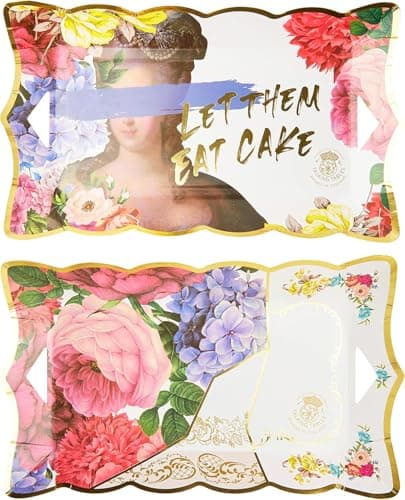 Image of Talking Tables Truly Scrumptious Floral Paper Serving Platters, Pack of 4 Disposable Food Trays for Afternoon Tea Party, Birthday, Mother's Day, Bridgerton Theme, 17.5 centimeters